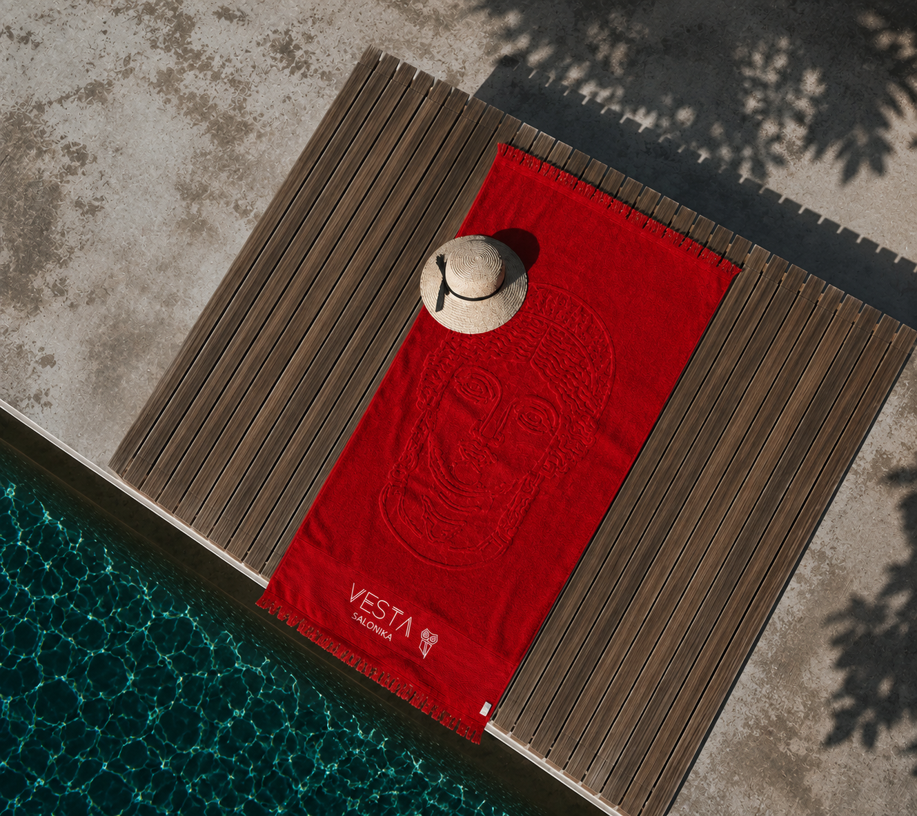 Fazzia of Hera Oversized Red Terry Towel – 3D Design VESTA SALONIKA